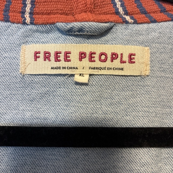 Free People Denim Jacket with Blue and Orange Accents - Picture 2 of 3